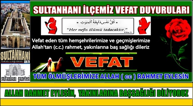 HACI MEHMET EŞİ AYŞE ALTINSOY VEFAT ETTİ 24.02.2018 CUMARTESİ