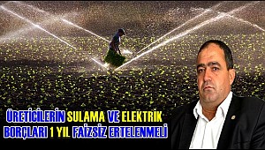 BAŞKAN KOÇAK "ÜRETİCİLERİN SULAMA VE ELEKTRİK BORÇLARI 1 YIL FAİZSİZ ERTELENMELİ"