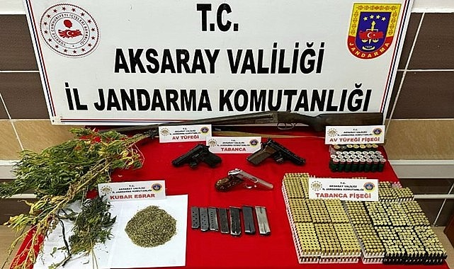 Aksaray jandarmadan kaçak silah ve uyuşturucu operasyonu